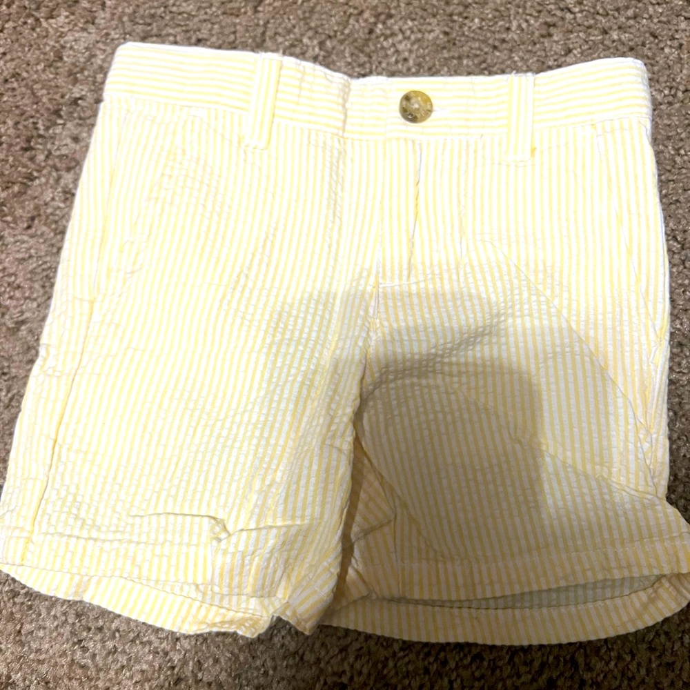 Yellow seersucker shorts